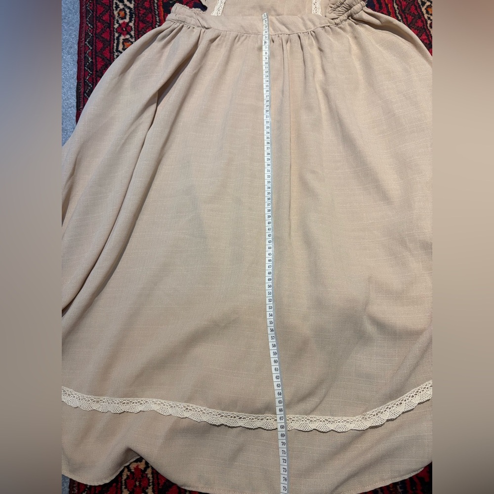 Handmade Elegant Tan Ruffle Dress - Picture 6 of 6